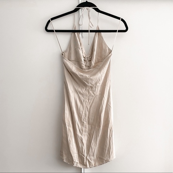 ZARA Gathered Tie Front Halter Dress - Picture 8 of 9